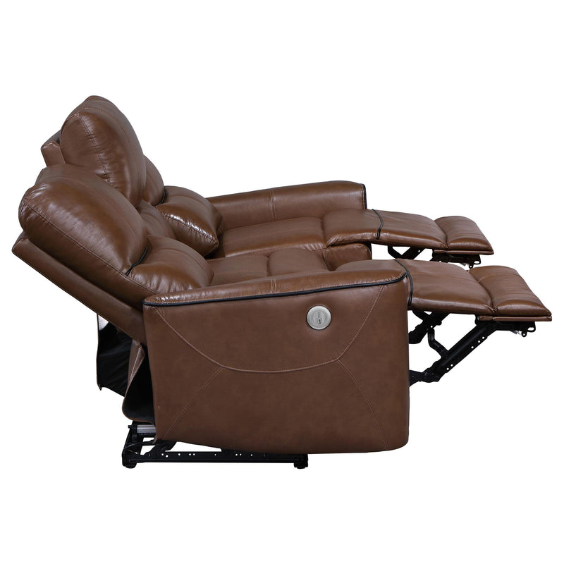 Greenfield Upholstered Power Reclining Sofa Saddle Brown - 610264P