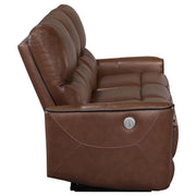 Greenfield Upholstered Power Reclining Sofa Saddle Brown - 610264P