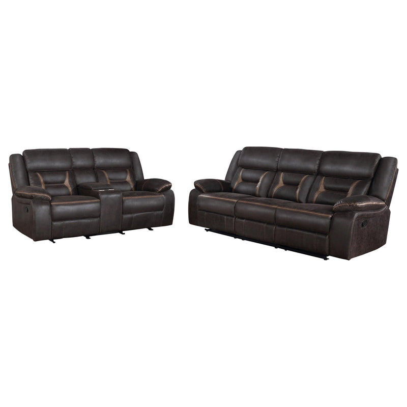 Greer 2-piece Upholstered Reclining Sofa Set Brown - 651354-S2