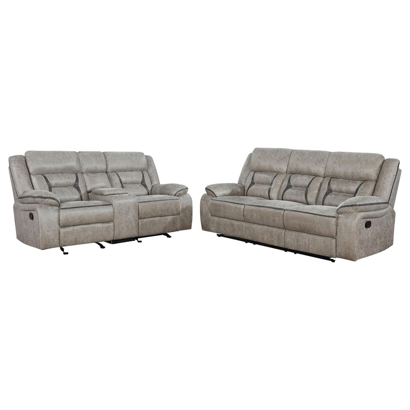 Greer 2-piece Upholstered Reclining Sofa Set Taupe - 651351-S2