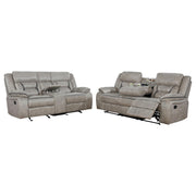 Greer 2-piece Upholstered Reclining Sofa Set Taupe - 651351-S2