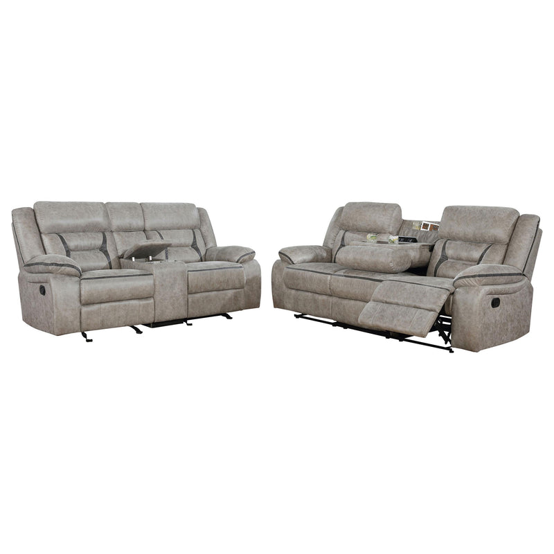 Greer 2-piece Upholstered Reclining Sofa Set Taupe - 651351-S2