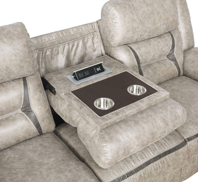 Greer 3-piece Upholstered Reclining Sofa Set Taupe - 651351-S3