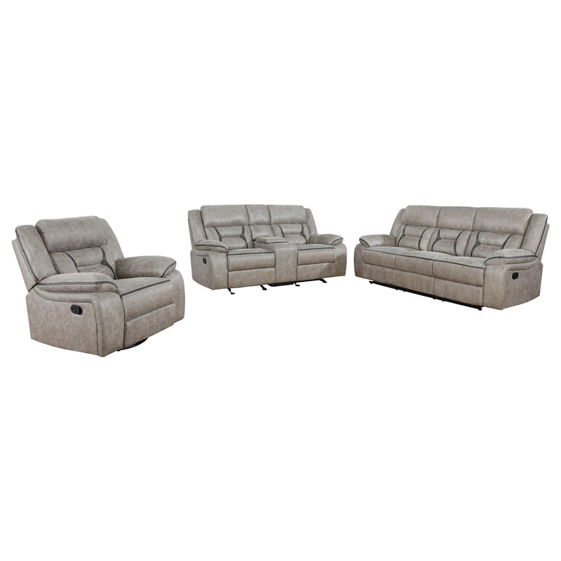 Greer 3-piece Upholstered Reclining Sofa Set Taupe - 651351-S3