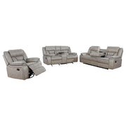 Greer 3-piece Upholstered Reclining Sofa Set Taupe - 651351-S3