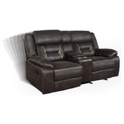 Greer Upholstered Motion Reclining Loveseat Brown - 651355