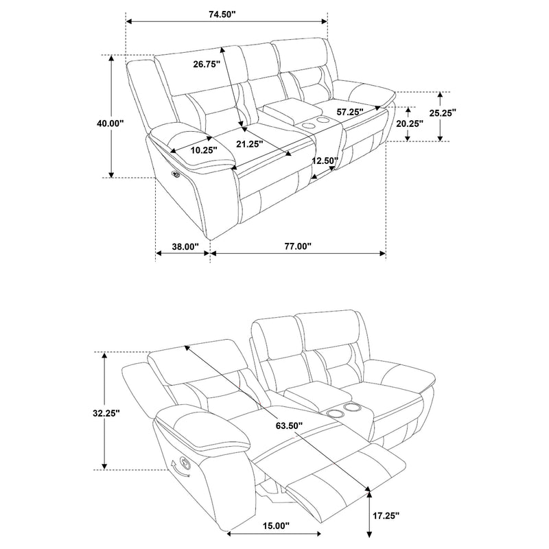 Greer Upholstered Motion Reclining Loveseat Brown - 651355