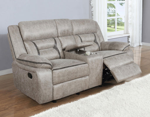 Greer Upholstered Motion Reclining Loveseat Taupe - 651352
