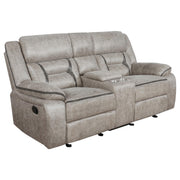 Greer Upholstered Motion Reclining Loveseat Taupe - 651352