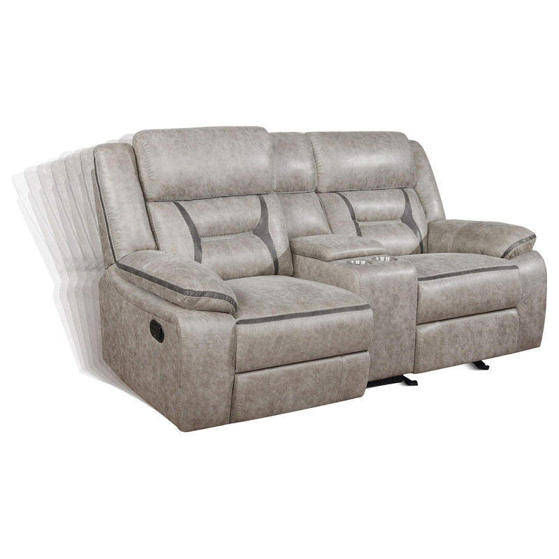 Greer Upholstered Motion Reclining Loveseat Taupe - 651352