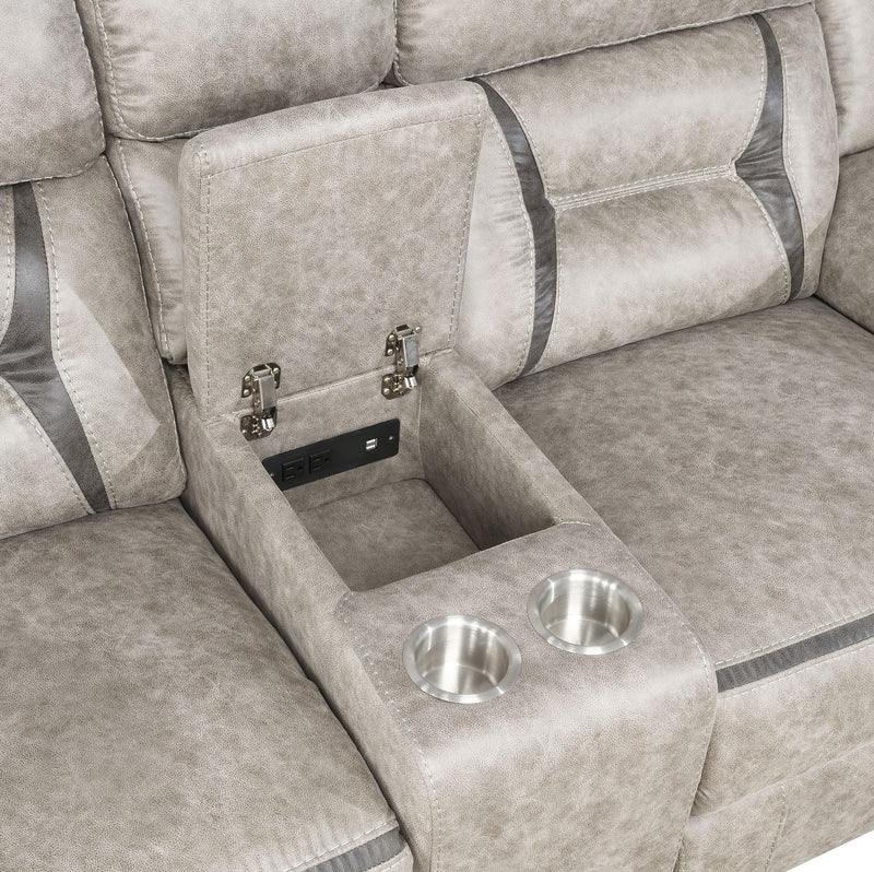 Greer Upholstered Motion Reclining Loveseat Taupe - 651352