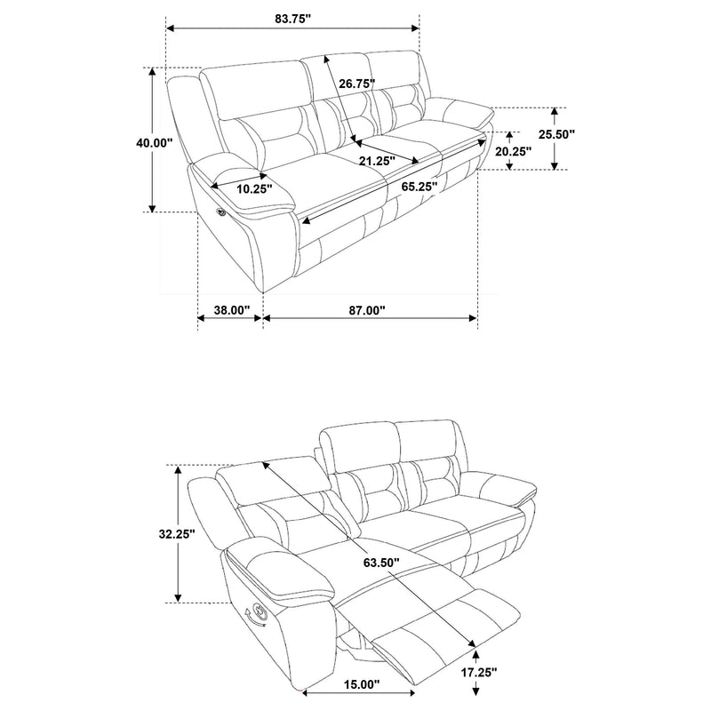 Greer Upholstered Motion Reclining Sofa Brown - 651354