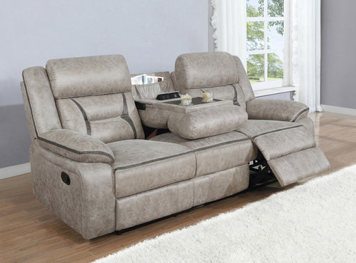 Greer Upholstered Motion Reclining Sofa Taupe - 651351