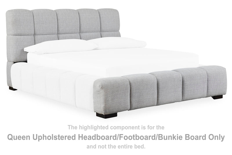 Grendusk Light Gray Queen Upholstered Headboard/Footboard/Bunkie Board - PCB584-81