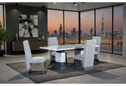 D1212 Dining Table + 6 D12dc White/Grey - D1212DT-GREY+D12DC-WHITE/GREY 7PC