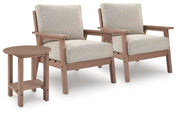 Grover Beach 2 Outdoor Lounge Chairs with End Table in Driftwood - PKG024039