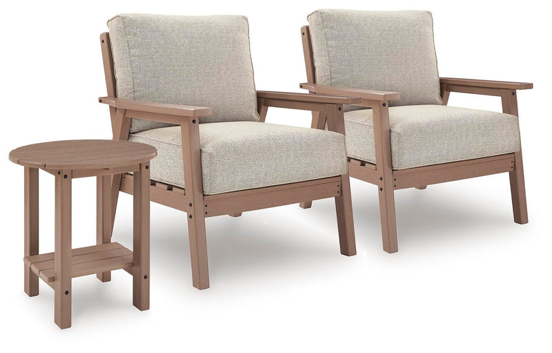 Grover Beach 2 Outdoor Lounge Chairs with End Table in Driftwood - PKG024039