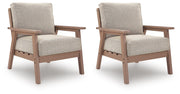 Grover Beach Outdoor Sofa and 2 Chairs with Coffee Table in Driftwood - PKG024040
