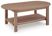 Grover Beach Outdoor Sofa and 2 Chairs with Coffee Table in Driftwood - PKG024040