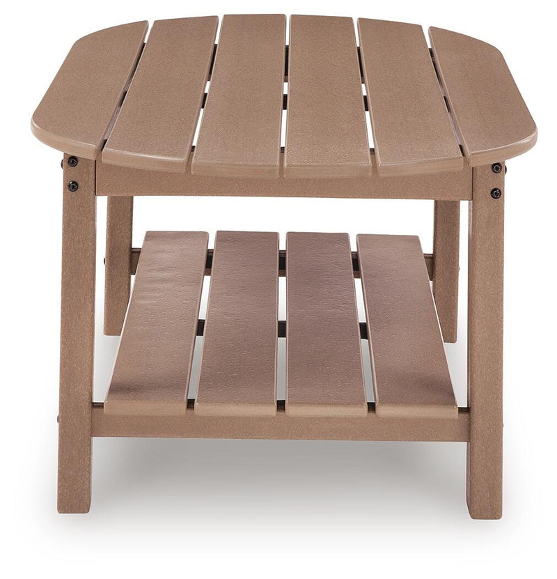 Grover Beach Outdoor Sofa and 2 Chairs with Coffee Table in Driftwood - PKG024040