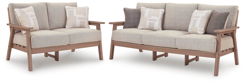 Grover Beach Outdoor Sofa and Loveseat in Driftwood - PKG024037