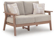 Grover Beach Outdoor Sofa and Loveseat with Coffee Table in Driftwood - PKG024038