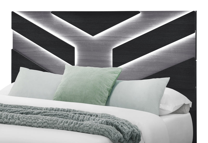 Optimus Black King Bed, Dresser, Mirror And Nighstand - OPTIMUS-BLK/GRY-KB DR MR NS