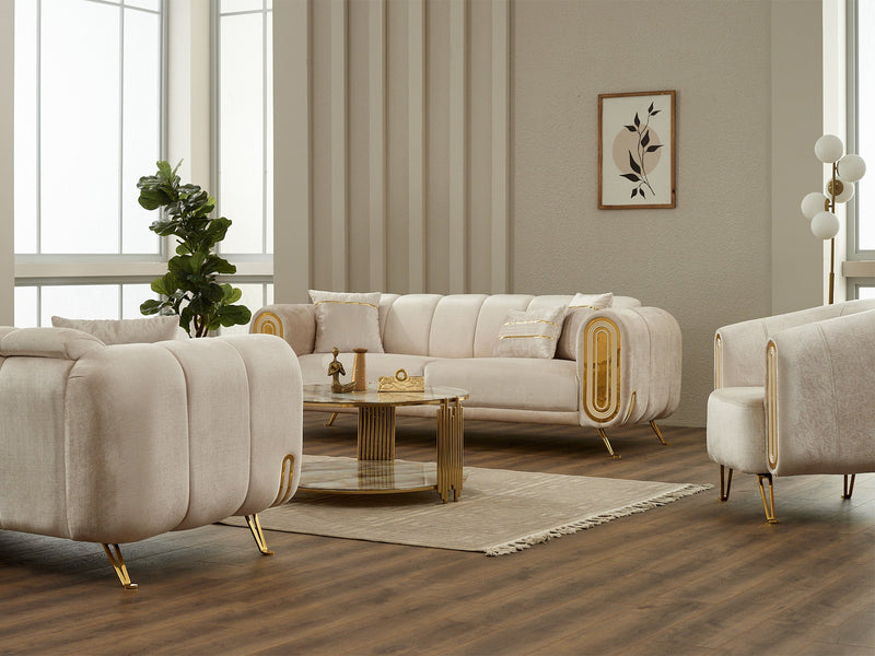 Gucci 3-pieces (Sofa & Loveseat & Chair) Livingroom Set in Cream - 200-SIM-GUC-STAR554-321