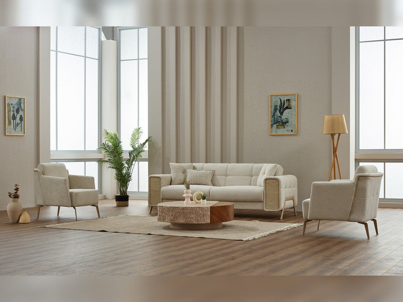 Guido  3-pieces (Sofa & Loveseat & Chair) Livingroom in Beige - 200-SIM-GUI-GIRNE03-321