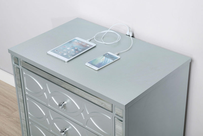 Gunnison 2-drawer Nightstand Silver Metallic - 223212