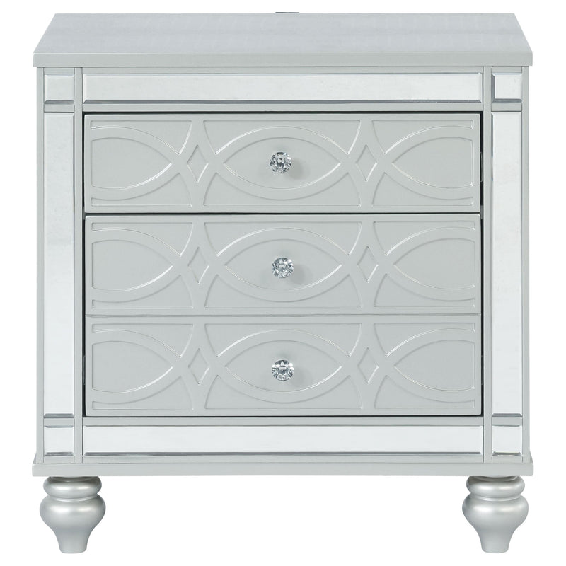 Gunnison 2-drawer Nightstand Silver Metallic - 223212