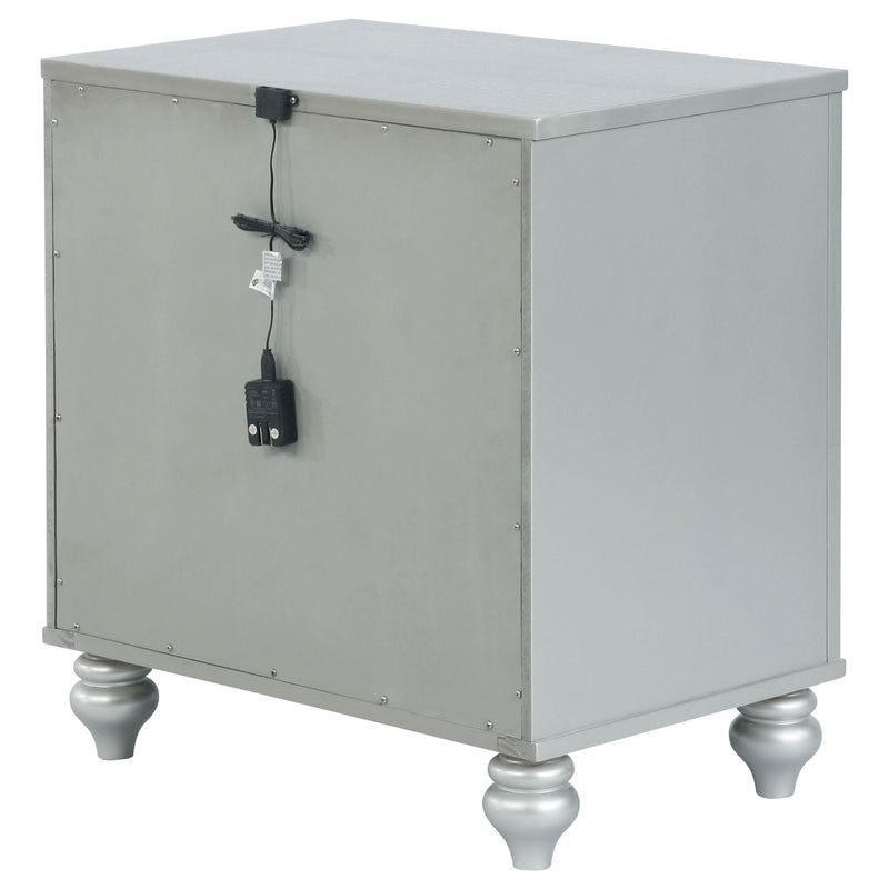 Gunnison 2-drawer Nightstand Silver Metallic - 223212
