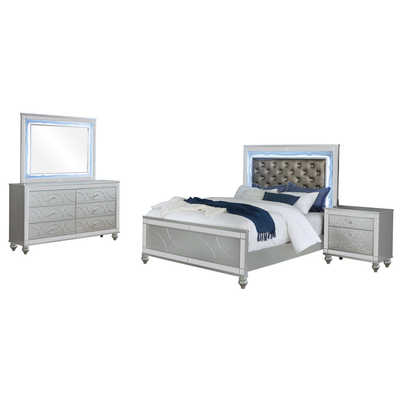 Gunnison 4-piece Eastern King Bedroom Set Silver Metallic - 223211KE-S4