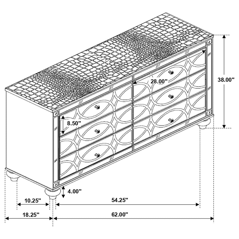 Gunnison 6-drawer Dresser Silver Metallic - 223213