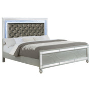 Gunnison Wood Eastern King LED Panel Bed Silver Metallic - 223211KE