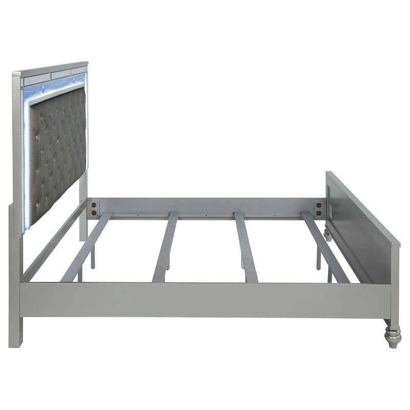 Gunnison Wood Eastern King LED Panel Bed Silver Metallic - 223211KE