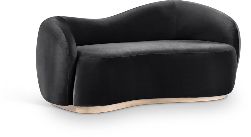 Gustavo 72.5" Velvet Upholstered Upholstered Loveseat in Black - 44081Black-L