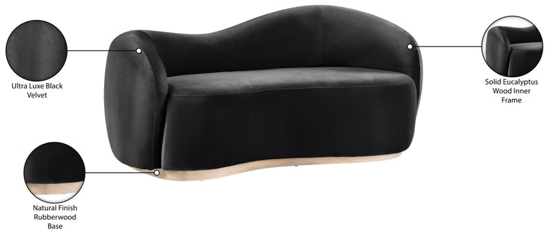 Gustavo 72.5" Velvet Upholstered Upholstered Loveseat in Black - 44081Black-L