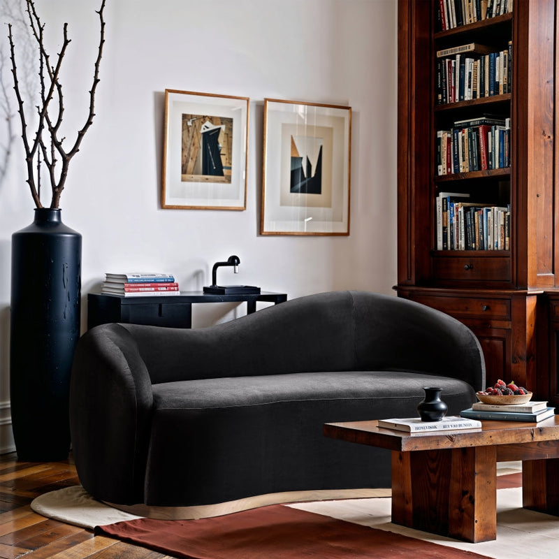 Gustavo 72.5" Velvet Upholstered Upholstered Loveseat in Black - 44081Black-L