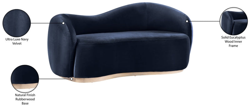 Gustavo 72.5" Velvet Upholstered Upholstered Loveseat in Blue - 44081Navy-L
