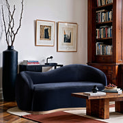 Gustavo 72.5" Velvet Upholstered Upholstered Loveseat in Blue - 44081Navy-L