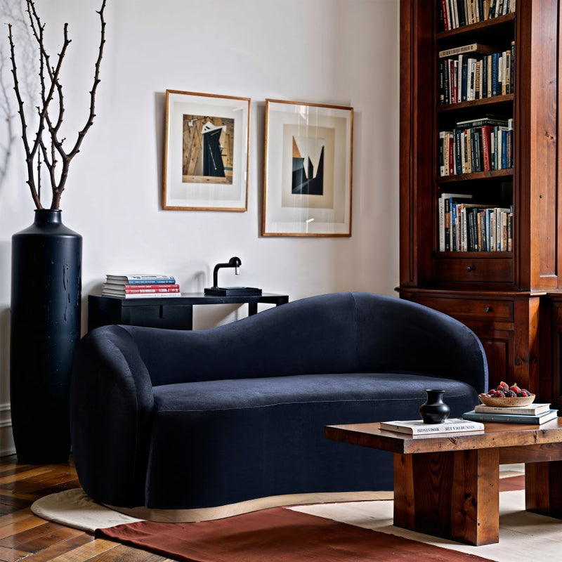 Gustavo 72.5" Velvet Upholstered Upholstered Loveseat in Blue - 44081Navy-L
