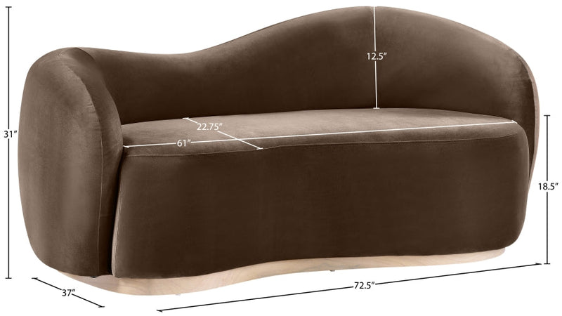 Gustavo 72.5" Velvet Upholstered Upholstered Loveseat in Brown - 44081Brown-L