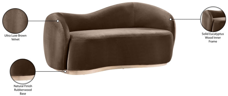Gustavo 72.5" Velvet Upholstered Upholstered Loveseat in Brown - 44081Brown-L