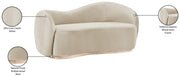 Gustavo 72.5" Velvet Upholstered Upholstered Loveseat in Cream - 44081Cream-L