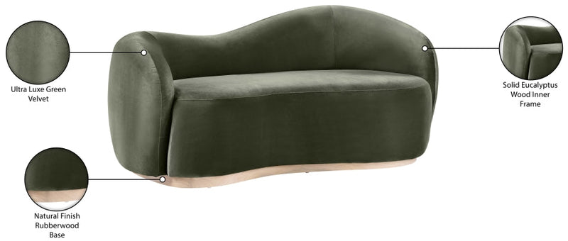 Gustavo 72.5" Velvet Upholstered Upholstered Loveseat in Green - 44081Green-L
