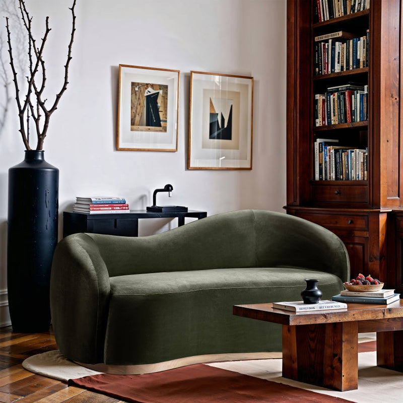 Gustavo 72.5" Velvet Upholstered Upholstered Loveseat in Green - 44081Green-L