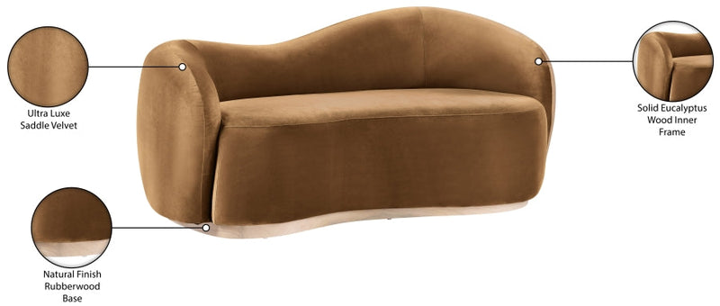 Gustavo 72.5" Velvet Upholstered Upholstered Loveseat in Saddle - 44081Saddle-L
