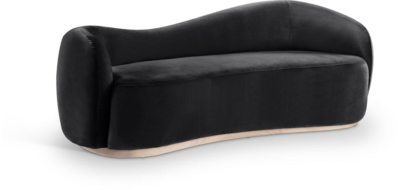 Gustavo 92.5" Velvet Upholstered Upholstered Sofa in Black - 44081Black-S