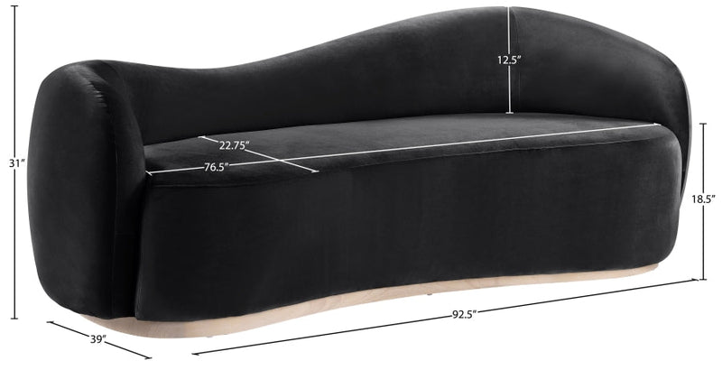 Gustavo 92.5" Velvet Upholstered Upholstered Sofa in Black - 44081Black-S